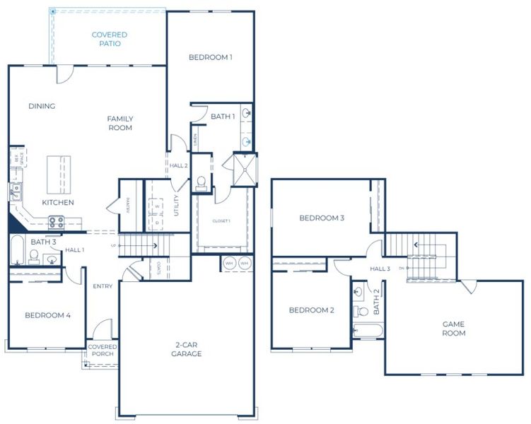 2D floor plan layout of this home in Hillside Village, Temple, TX (Image 2). 2D floor plan layout of this home in Hillside Village, Temple, TX (Image 2).