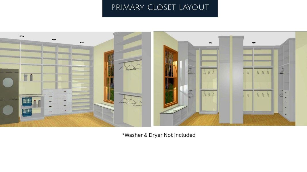 Primary Closet Visual - Washer & Dryer Hook up included in Closet.