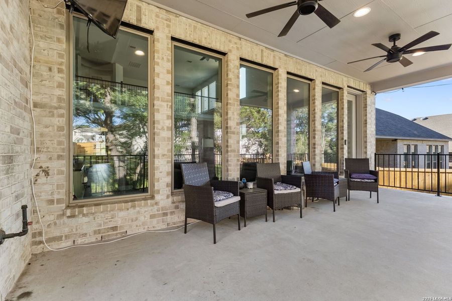Exterior details and patio area of a home in 6 Creeks, Kyle (Image 18).
