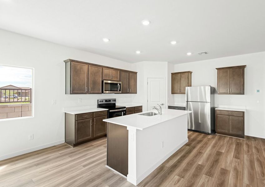 The spacious breakfast bar makes the perfect spot for a quick meal.