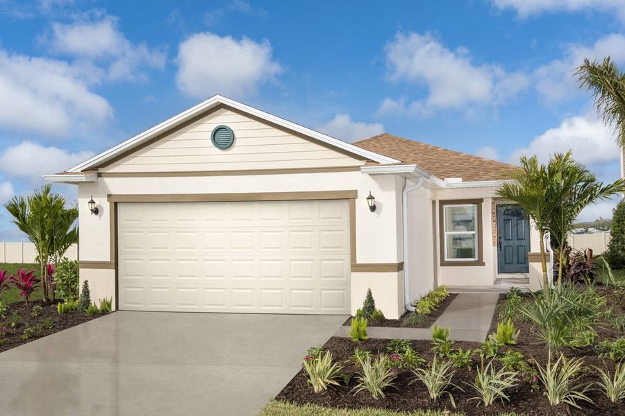 Representative exterior photo of a completed home built from the Plan 1637 Modeled by KB Home in Heron Glen, Palmetto, FL (Image 12).