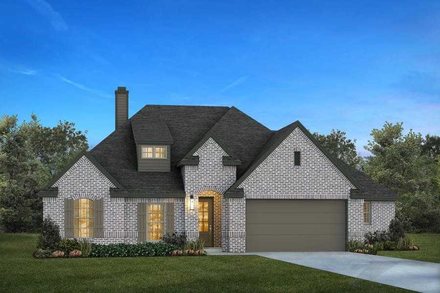 Representative exterior photo of a completed home built from the The Addison by Kenmark Homes in Coyote Crossing, Godley, TX (Image 2). Representative exterior photo of a completed home built from the The Addison by Kenmark Homes in Coyote Crossing, Godley, TX (Image 2).