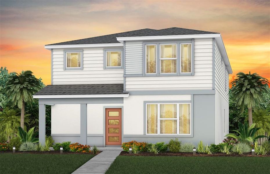 Exterior Design. Artistic rendering for this new construction home. Pictures are for illustrative purposes only. Elevations, colors and options may vary.