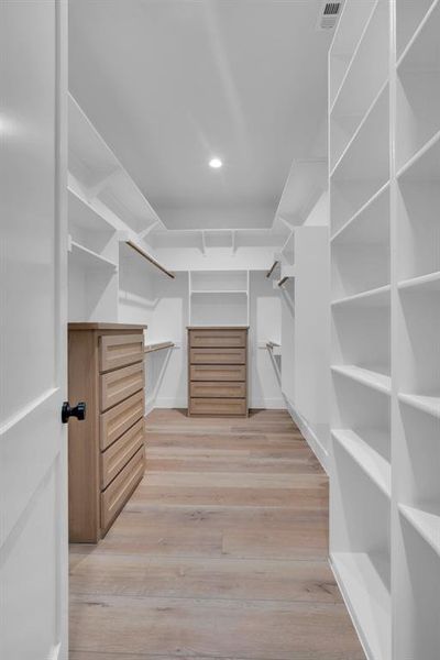 Walk in closet featuring light hardwood / wood-style flooring