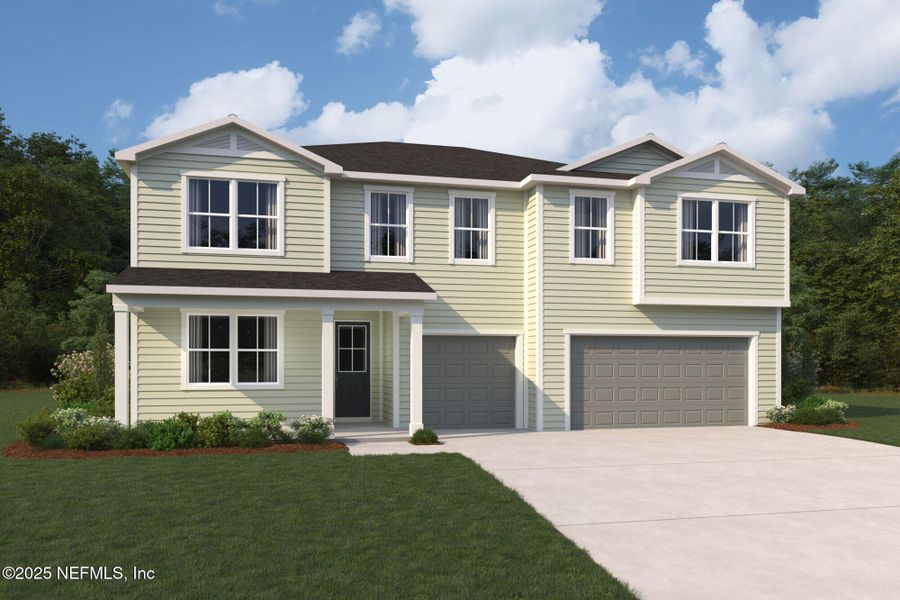 Front exterior of a new home in RiverTown - Forest, St. Johns, FL, highlighting curb appeal (Image 8). Front exterior of a new home in RiverTown - Forest, St. Johns, FL, highlighting curb appeal (Image 8).