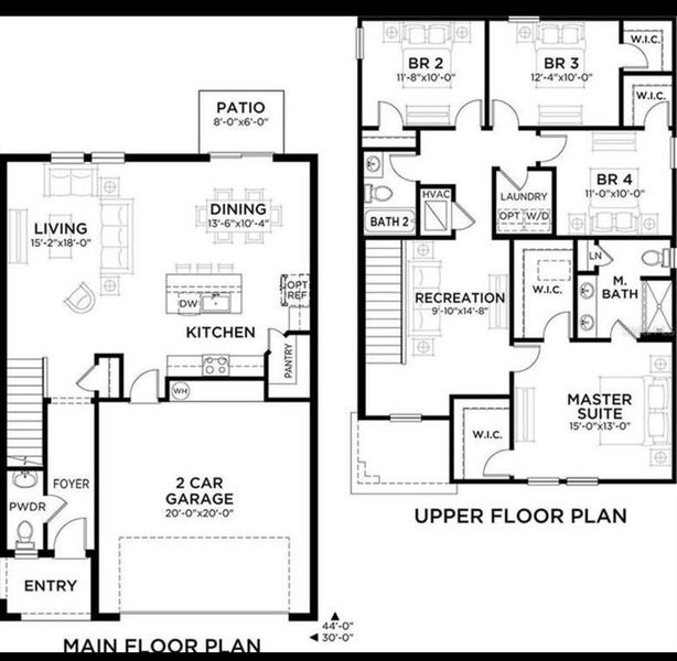 2D floor plan layout of this home in Pasadena Point, Wesley Chapel, FL (Image 4).