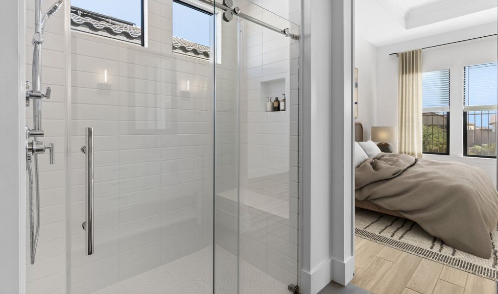 Primary bath glass shower enclosure