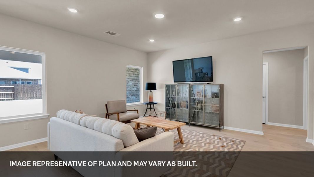 Representative furnished interior of a home built from the The Dean by D.R. Horton in Revelry, Del Valle (Image 6). Representative furnished interior of a home built from the The Dean by D.R. Horton in Revelry, Del Valle (Image 6).