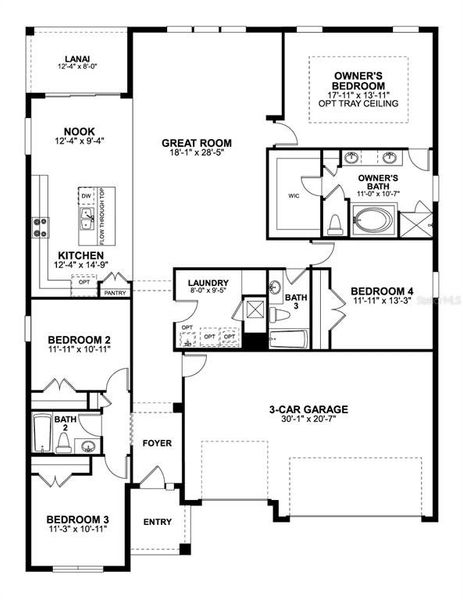2D floor plan layout of this home in Ravencliffe, Oviedo, FL (Image 5).