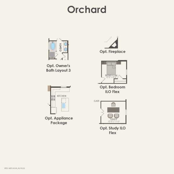 2D floor plan layout for the Orchard by Pulte Homes in Rosemary Fields, Godley, TX (Image 4). 2D floor plan layout for the Orchard by Pulte Homes in Rosemary Fields, Godley, TX (Image 4).