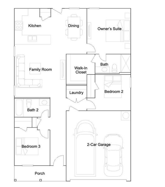 2D floor plan layout of this home in Southern Pointe, College Station, TX (Image 2).