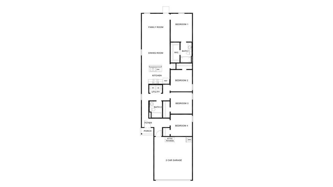 2D floor plan layout for the The Benbrook by D.R. Horton in Blue Ridge Ranch, San Antonio, TX (Image 3). 2D floor plan layout for the The Benbrook by D.R. Horton in Blue Ridge Ranch, San Antonio, TX (Image 3).