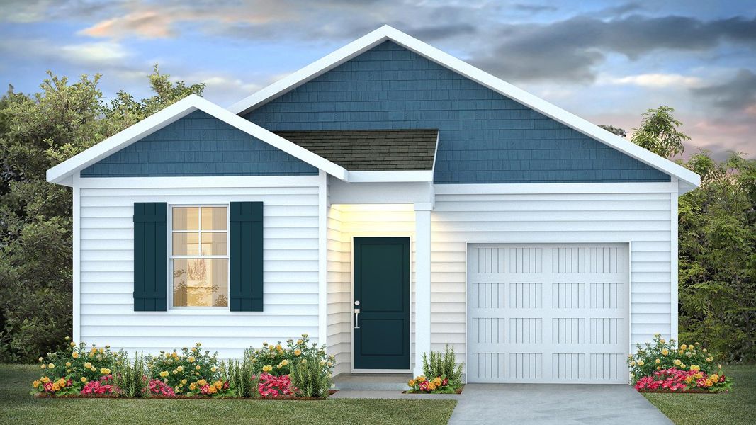 Representative exterior photo of a completed home built from the Devon by D.R. Horton in Hunter's Branch, Hopkins, SC (Image 2).