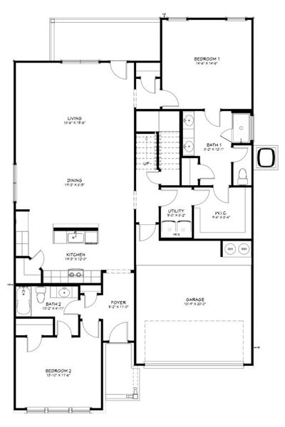 2D floor plan layout of this home in Bella Charca, Nolanville, TX (Image 3).