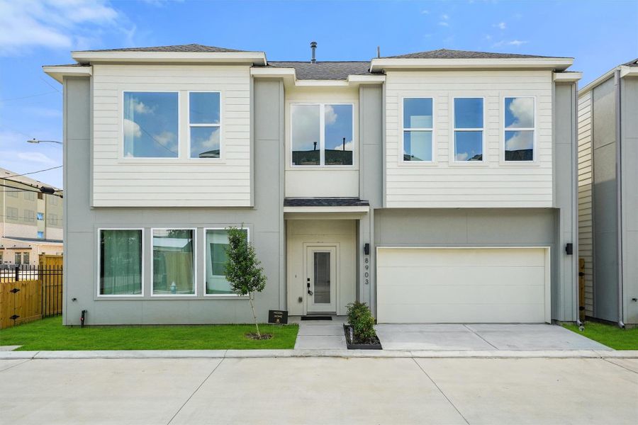 Front exterior of a new home in , Houston, TX, highlighting curb appeal (Image 25). Front exterior of a new home in , Houston, TX, highlighting curb appeal (Image 25).