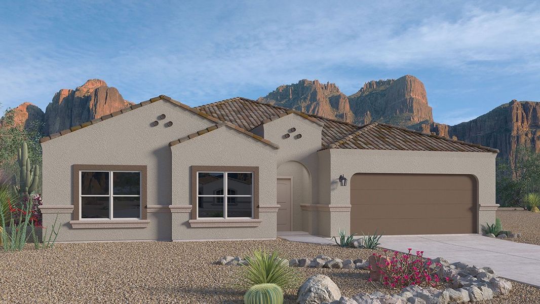 Representative exterior photo of a completed home built from the Citrine by D.R. Horton in Saguaro Bloom, Marana, AZ (Image 2). Representative exterior photo of a completed home built from the Citrine by D.R. Horton in Saguaro Bloom, Marana, AZ (Image 2).