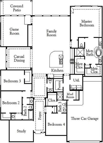 2D floor plan layout for the Meadowlakes by Coventry Homes in Megan's Landing, Castroville, TX (Image 3).