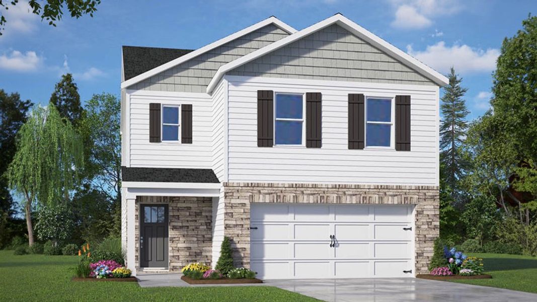 Representative exterior photo of a completed home built from the TAYLOR by D.R. Horton in Galvins Ridge, Sanford, NC (Image 18).
