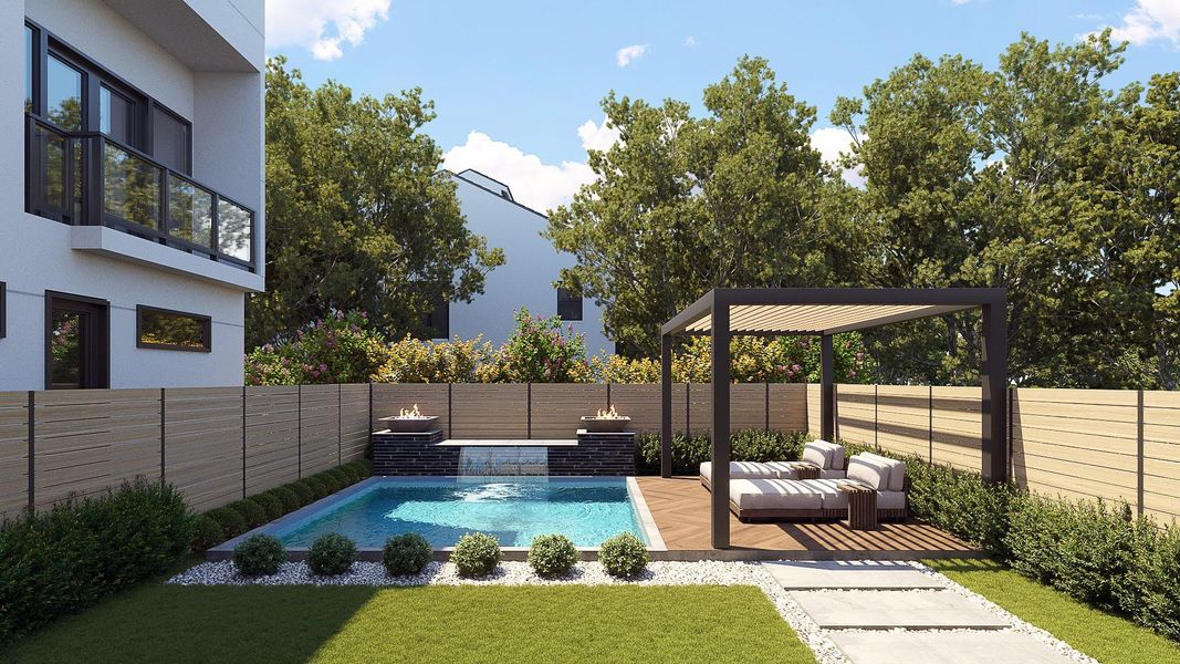 Inspiration rendering - to scale. Enjoy your cocktail pool in the city during the day.