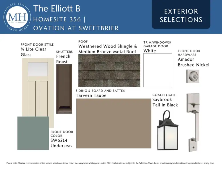 Sample of building materials used in homes in Ovation at Sweetbrier, Durham (Image 4). Sample of building materials used in homes in Ovation at Sweetbrier, Durham (Image 4).