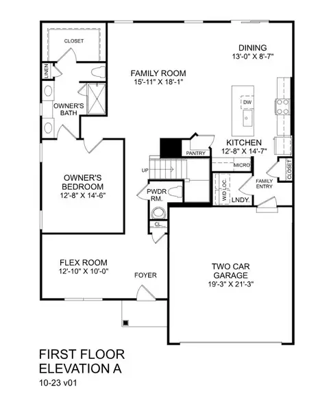 2D floor plan layout for the Anderson by Ryan Homes in Fost, Moyock, NC (Image 2).