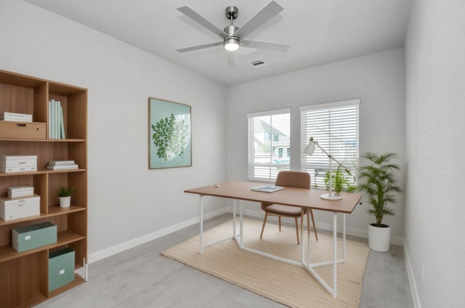 Virtually Staged - Home Office. Sample photo of completed home with similar floor plan. Actual colors and selections may vary. Virtually Staged - Home Office. Sample photo of completed home with similar floor plan. Actual colors and selections may vary.