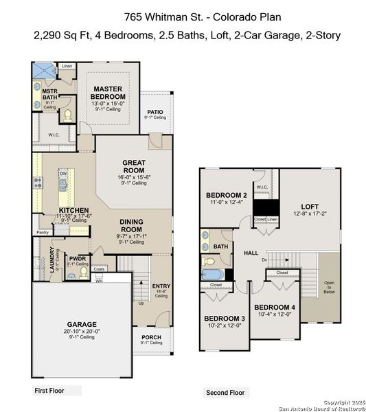 2D floor plan layout of this home in Highland Ridge, New Braunfels, TX (Image 3).