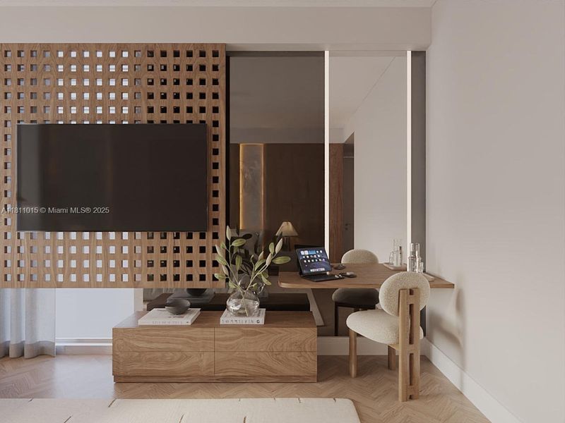 Furnished interior view inside a new home in Aston Martin Residences, Miami (Image 17).