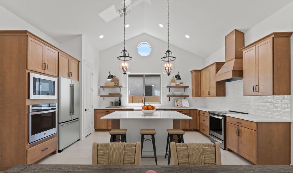 Kitchen with vaulted ceiling