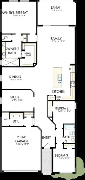 2D floor plan layout of this home in North River Ranch – Garden Series, Parrish, FL (Image 2). 2D floor plan layout of this home in North River Ranch – Garden Series, Parrish, FL (Image 2).