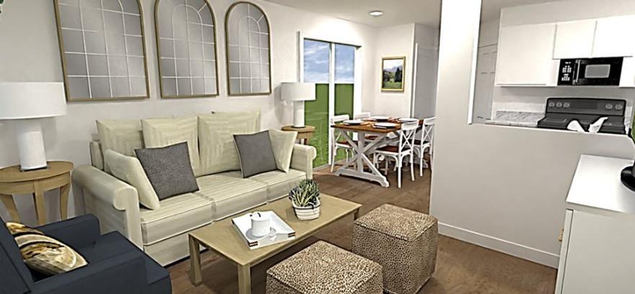 Living area featuring wood finished floors