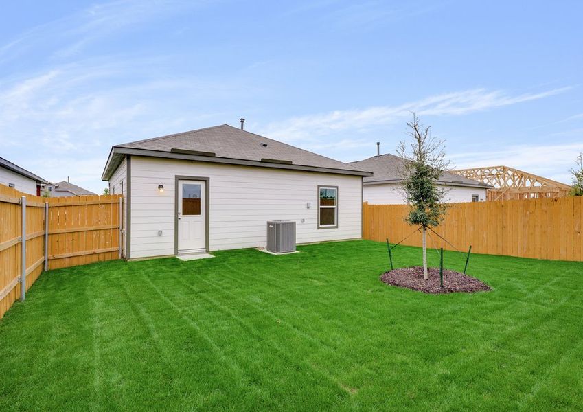 The back yard of the Atticus is fully fenced-in. The back yard of the Atticus is fully fenced-in.