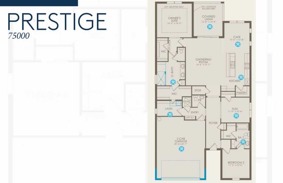 2D floor plan layout of this home in Del Webb Tradition, Port St. Lucie, FL (Image 3).