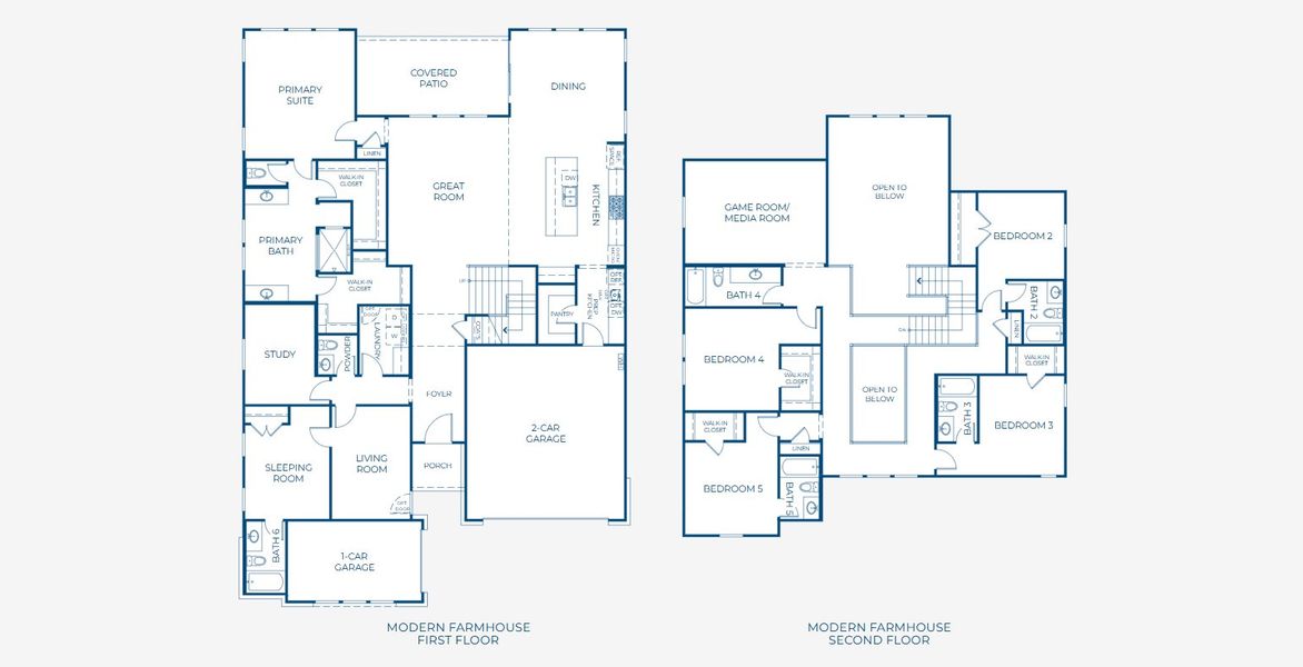 2D floor plan layout for the 5055 by Risewell Homes in Bluff Haven, Georgetown, TX (Image 3).