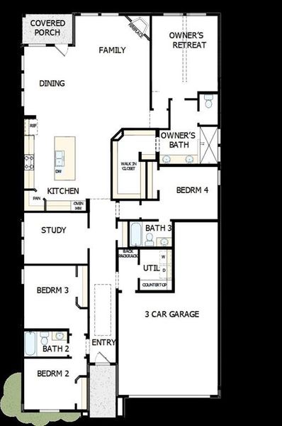 2D floor plan layout of this home in Pecan Square - Gardens, Northlake, TX (Image 2). 2D floor plan layout of this home in Pecan Square - Gardens, Northlake, TX (Image 2).