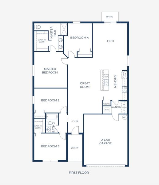 2D floor plan layout for the Marigold by Maronda Homes in Inverness, Inverness, FL (Image 3).