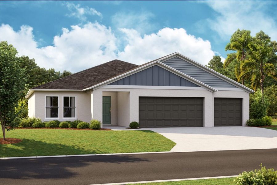 Representative exterior photo of a completed home built from the Dalia by Casa Fresca Homes in Pasadena Landing, Wesley Chapel, FL (Image 7). Representative exterior photo of a completed home built from the Dalia by Casa Fresca Homes in Pasadena Landing, Wesley Chapel, FL (Image 7).