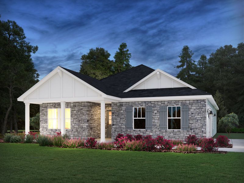 Representative exterior photo of a completed home built from the Newport Side Load by Meritage Homes in Brighton Springs, York, SC (Image 17). Representative exterior photo of a completed home built from the Newport Side Load by Meritage Homes in Brighton Springs, York, SC (Image 17).