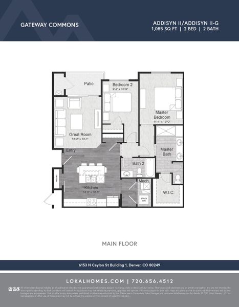 2D floor plan layout of this home in Gateway Commons, Denver, CO (Image 3).