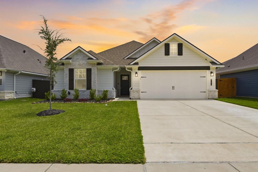 Front exterior of a new home in , Bryan, TX, highlighting curb appeal (Image 2). Front exterior of a new home in , Bryan, TX, highlighting curb appeal (Image 2).