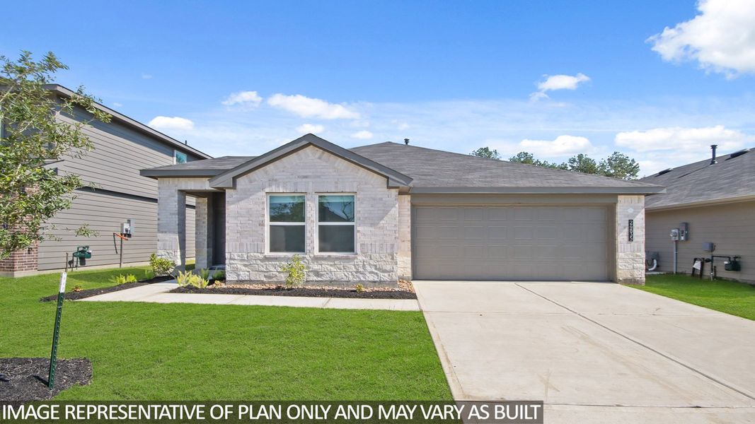 Representative exterior photo of a completed home built from the Camden by D.R. Horton in Grand Pines, Magnolia, TX (Image 2).