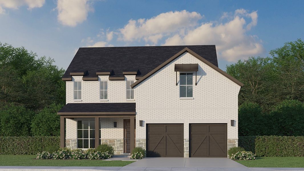 Plan 1542 Elevation C with Stone by American Legend Homes