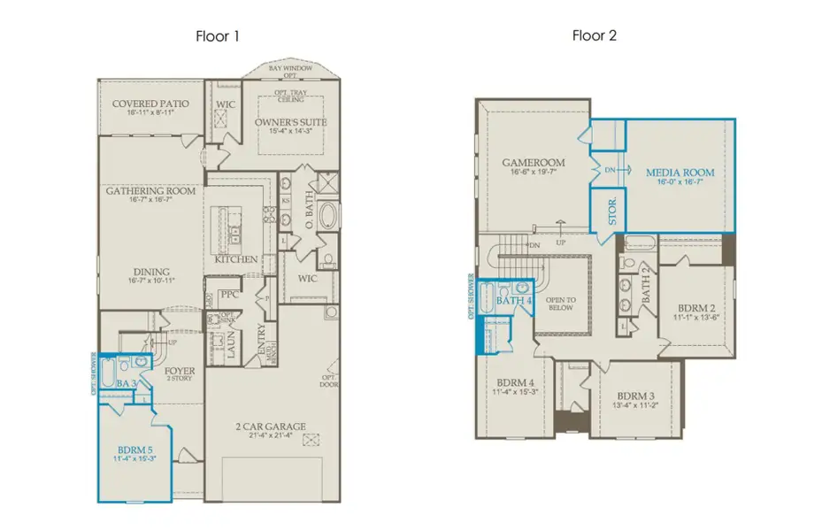 2D floor plan layout of this home in Wilson Creek Meadows, Celina, TX (Image 3).