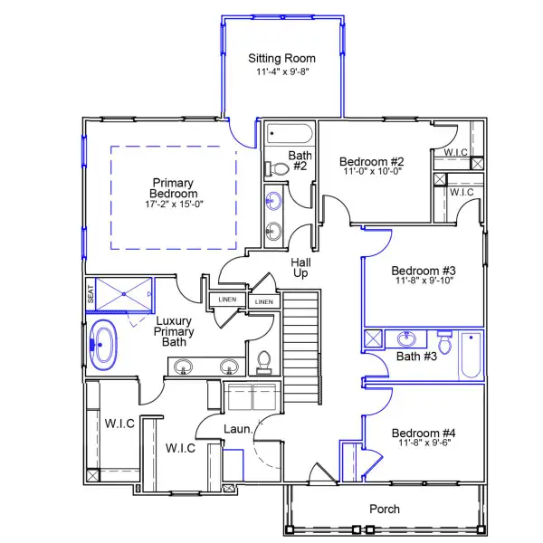 2D floor plan layout of this home in Scotts Hill Village, Wilmington, NC (Image 3).