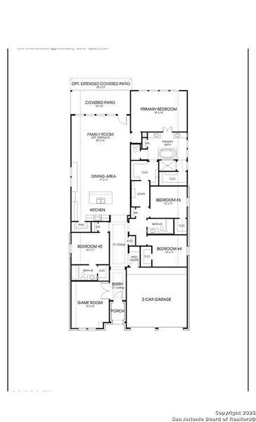2D floor plan layout of this home in Ladera, San Antonio, TX (Image 2).
