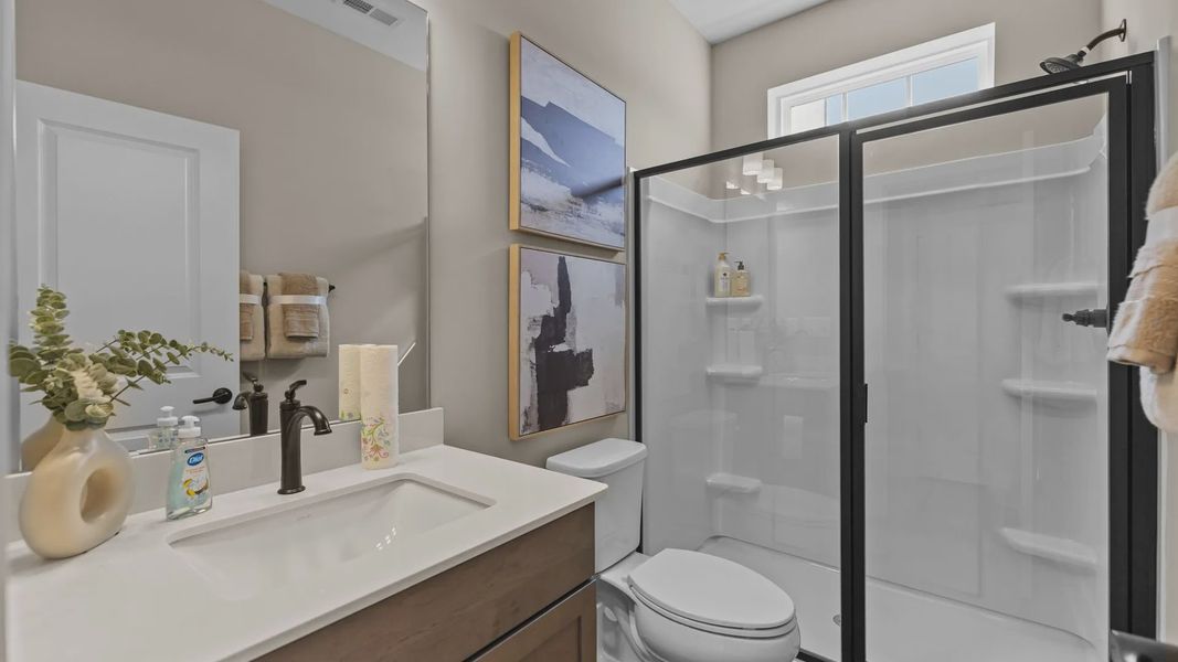 Furnished interior view inside a new home in The River District Townhomes, Charlotte (Image 18). Furnished interior view inside a new home in The River District Townhomes, Charlotte (Image 18).