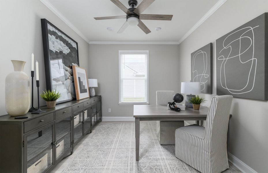 Finish projects and work task in the Flex Room with optional French doors.