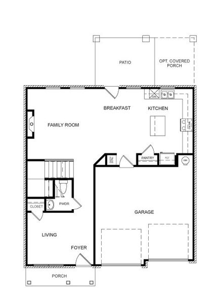 2D floor plan layout for the The Boxwood by Direct Residential Communities in Neely Farm, Covington, GA (Image 3).