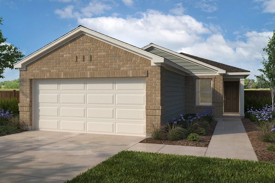 Representative exterior photo of a completed home built from the 1549 Modeled by KB Home in Saddlebrook Trails, Beasley, TX (Image 11).