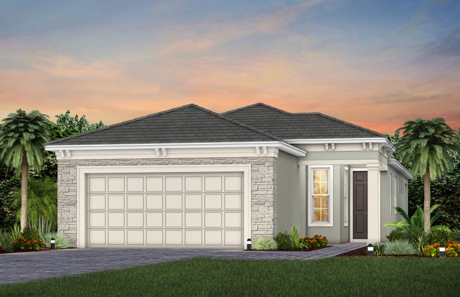 Representative exterior photo of a completed home built from the Flagstone by Del Webb in Del Webb Oak Creek, North Fort Myers, FL (Image 15).